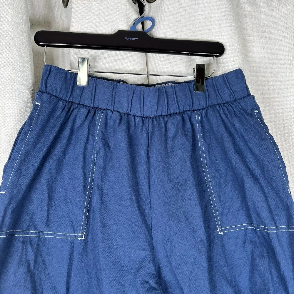 Free People Beach Strata Mom Shorts Cotton Navy Blue Small Pull On Comfort Beach